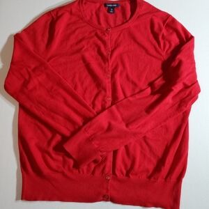 Lands' End Sz 18 (XL) Vibrant Red Button Up Long Sleeve Sweater